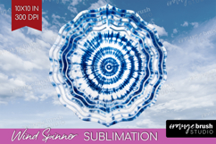 Blue Tie Dye Wind Spinner Sublimation PNG - Shibori Round Product Image 1