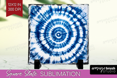 Blue Tie Dye Slate PNG - Shibori Square Slate Sublimation Product Image 1