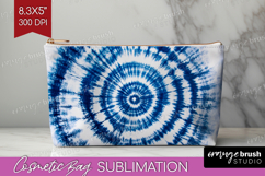 Blue Tie Dye Cosmetic Bag - Shibori Makeup Bag PNG Product Image 1