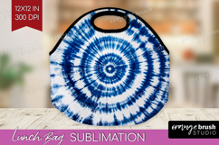 Blue Tie Dye Lunch Bag - Shibori Lunch Bug PNG Sublimation Product Image 1