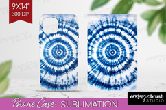 Blue Tie Dye Phone Case PNG - Shibori Case PNG Sublimation Product Image 1
