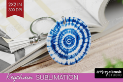 Blue Tie Dye Keychain PNG - Shibori Keychain Sublimation Product Image 1