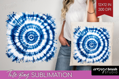 Blue Tie Dye Tote Bag - Shibori Tote Bag PNG Sublimation Product Image 1