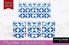 Blue Tie Dye Mug Wrap - Shibori Mug PNG Sublimation Product Image 1