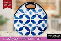 Blue Tie Dye Lunch Bag - Shibori Lunch Bug PNG Sublimation Product Image 1