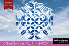 Blue Tie Dye Wind Spinner Sublimation PNG - Shibori Round Product Image 1