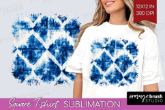 Blue Tie Dye Square Tshirt Background - Shibori PNG Product Image 1