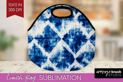 Blue Tie Dye Lunch Bag - Shibori Lunch Bug PNG Sublimation Product Image 1