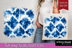 Blue Tie Dye Tote Bag - Shibori Tote Bag PNG Sublimation Product Image 1