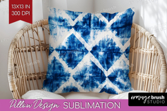 Blue Tie Dye Pillow Sublimation - Shibori Pillow Cover PNG Product Image 1