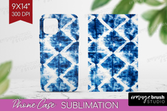 Blue Tie Dye Phone Case PNG - Shibori Case PNG Sublimation Product Image 1