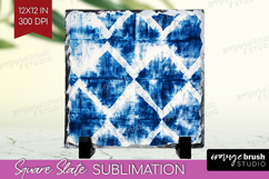 Blue Tie Dye Slate PNG - Shibori Square Slate Sublimation Product Image 1