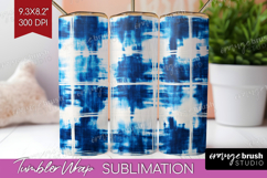 Blue Tie Dye Tumbler Wrap - Shibori Tumbler PNG Sublimation Product Image 1
