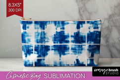 Blue Tie Dye Cosmetic Bag - Shibori Makeup Bag PNG Product Image 1