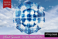 Blue Tie Dye Wind Spinner Sublimation PNG - Shibori Round Product Image 1