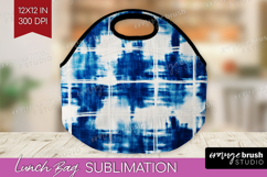 Blue Tie Dye Lunch Bag - Shibori Lunch Bug PNG Sublimation Product Image 1