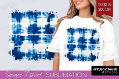 Blue Tie Dye Square Tshirt Background - Shibori PNG Product Image 1