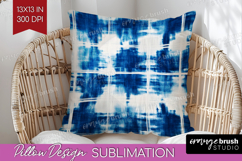 Blue Tie Dye Pillow Sublimation - Shibori Pillow Cover PNG Product Image 1