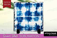 Blue Tie Dye Slate PNG - Shibori Square Slate Sublimation Product Image 1