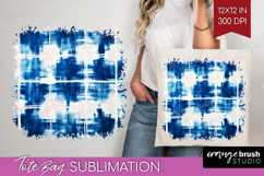 Blue Tie Dye Tote Bag - Shibori Tote Bag PNG Sublimation Product Image 1