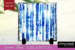 Blue Tie Dye Slate PNG - Shibori Square Slate Sublimation Product Image 1