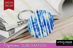 Blue Tie Dye Keychain PNG - Shibori Keychain Sublimation Product Image 1