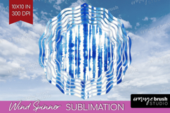 Blue Tie Dye Wind Spinner Sublimation PNG - Shibori Round Product Image 1