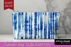 Blue Tie Dye Cosmetic Bag - Shibori Makeup Bag PNG Product Image 1