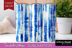 Blue Tie Dye Tumbler Wrap - Shibori Tumbler PNG Sublimation Product Image 1