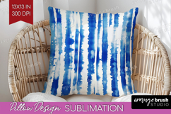 Blue Tie Dye Pillow Sublimation - Shibori Pillow Cover PNG Product Image 1