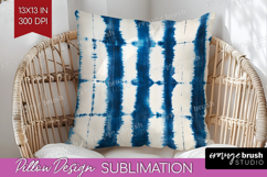 Blue Tie Dye Pillow Sublimation - Shibori Pillow Cover PNG Product Image 1