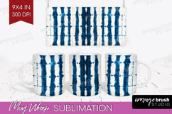 Blue Tie Dye Mug Wrap - Shibori Mug PNG Sublimation Product Image 1