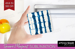 Blue Tie Dye Magnet Sublimation - Shibori Square Magnet PNG Product Image 1