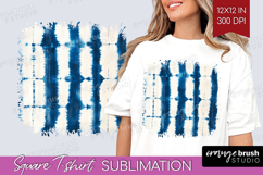 Blue Tie Dye Square Tshirt Background - Shibori PNG Product Image 1