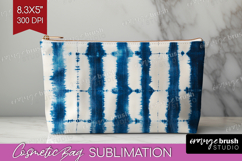 Blue Tie Dye Cosmetic Bag - Shibori Makeup Bag PNG Product Image 1