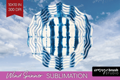 Blue Tie Dye Wind Spinner Sublimation PNG - Shibori Round Product Image 1
