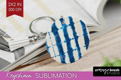 Blue Tie Dye Keychain PNG - Shibori Keychain Sublimation Product Image 1