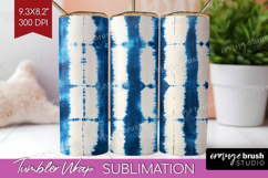 Blue Tie Dye Tumbler Wrap - Shibori Tumbler PNG Sublimation Product Image 1