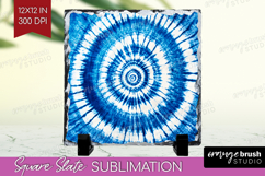 Blue Tie Dye Slate PNG - Shibori Square Slate Sublimation Product Image 1
