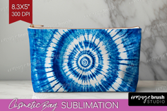 Blue Tie Dye Cosmetic Bag - Shibori Makeup Bag PNG Product Image 1