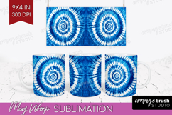 Blue Tie Dye Mug Wrap - Shibori Mug PNG Sublimation Product Image 1