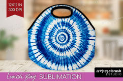 Blue Tie Dye Lunch Bag - Shibori Lunch Bug PNG Sublimation Product Image 1