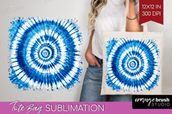 Blue Tie Dye Tote Bag - Shibori Tote Bag PNG Sublimation Product Image 1