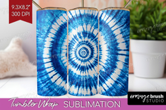 Blue Tie Dye Tumbler Wrap - Shibori Tumbler PNG Sublimation Product Image 1