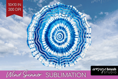 Blue Tie Dye Wind Spinner Sublimation PNG - Shibori Round Product Image 1