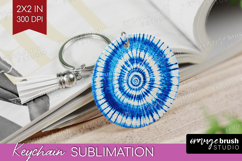 Blue Tie Dye Keychain PNG - Shibori Keychain Sublimation Product Image 1