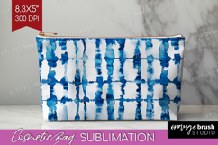 Blue Tie Dye Cosmetic Bag - Shibori Makeup Bag PNG Product Image 1