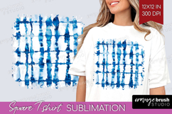 Blue Tie Dye Square Tshirt Background - Shibori PNG Product Image 1