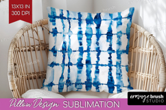 Blue Tie Dye Pillow Sublimation - Shibori Pillow Cover PNG Product Image 1