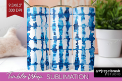 Blue Tie Dye Tumbler Wrap - Shibori Tumbler PNG Sublimation Product Image 1
